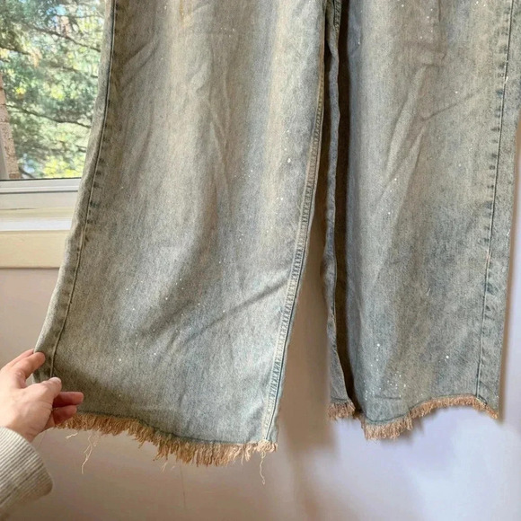 NWT Free People Old West Slouchy Jeans Wide Leg Denim We The Free Blue Tan 28 - Picture 13 of 17